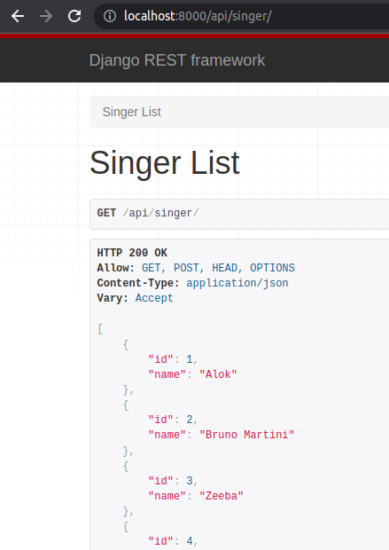 Exemplo de retorno da API sem utilizar o parâmetro ?search na URL e que os itens são retornados sem o campo rank e similarity